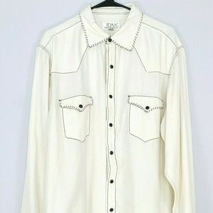 Mens Ryan Michael Western Shirt Sz XL Ivory Long
